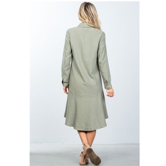 Olive Boyfriend Shirt Dress - Picture 3 of 7